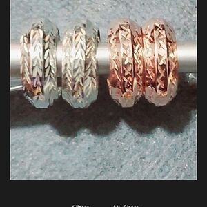 Diamond Cut Hoop Earrings in Silver or Rose Gold Over Sterling Silv